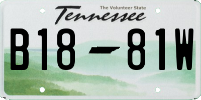 TN license plate B1881W