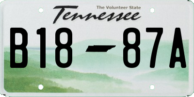 TN license plate B1887A