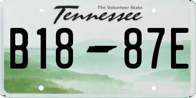 TN license plate B1887E