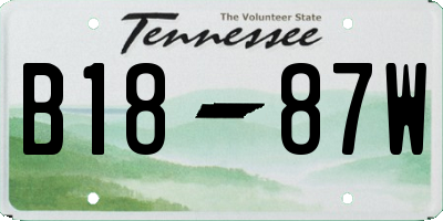 TN license plate B1887W