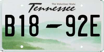 TN license plate B1892E