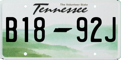TN license plate B1892J