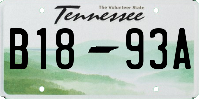 TN license plate B1893A