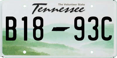 TN license plate B1893C