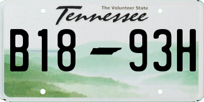 TN license plate B1893H