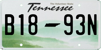 TN license plate B1893N