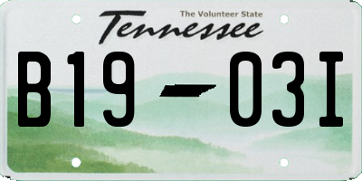 TN license plate B1903I