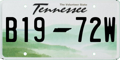 TN license plate B1972W