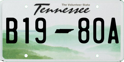 TN license plate B1980A