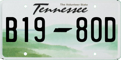 TN license plate B1980D