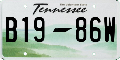 TN license plate B1986W