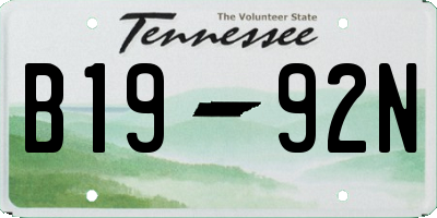 TN license plate B1992N