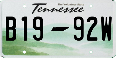 TN license plate B1992W