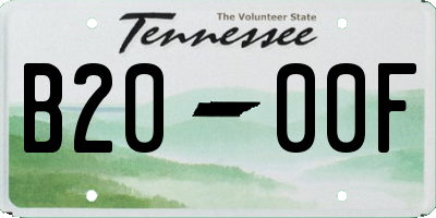 TN license plate B2000F