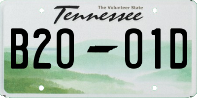 TN license plate B2001D