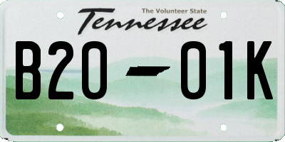 TN license plate B2001K