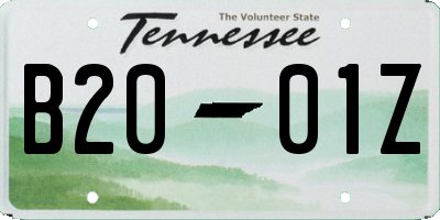 TN license plate B2001Z