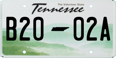 TN license plate B2002A