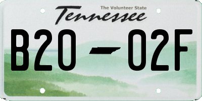 TN license plate B2002F