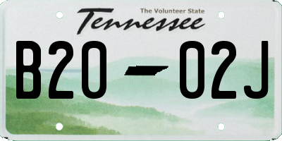TN license plate B2002J