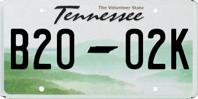 TN license plate B2002K