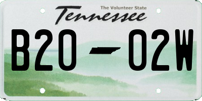 TN license plate B2002W