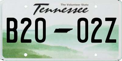 TN license plate B2002Z