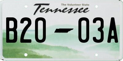TN license plate B2003A