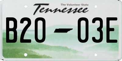 TN license plate B2003E