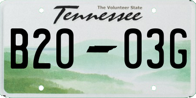 TN license plate B2003G