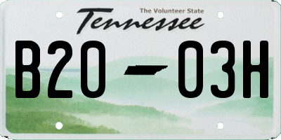 TN license plate B2003H