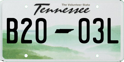 TN license plate B2003L