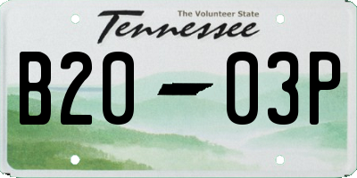 TN license plate B2003P