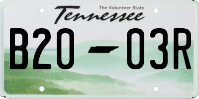 TN license plate B2003R