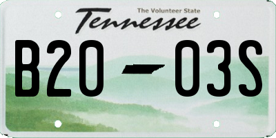 TN license plate B2003S