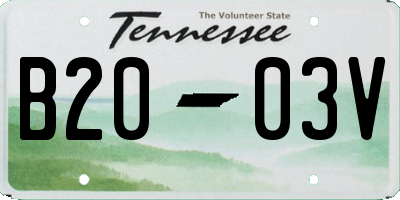TN license plate B2003V
