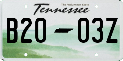 TN license plate B2003Z