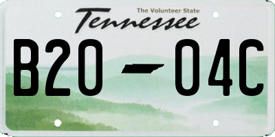 TN license plate B2004C