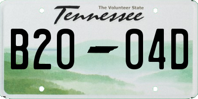 TN license plate B2004D