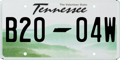 TN license plate B2004W