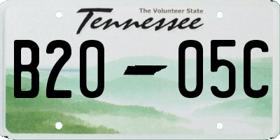 TN license plate B2005C