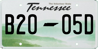 TN license plate B2005D