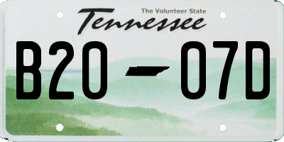TN license plate B2007D