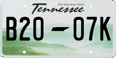 TN license plate B2007K