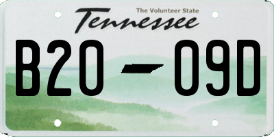 TN license plate B2009D