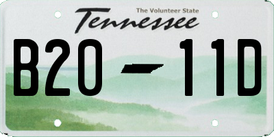 TN license plate B2011D