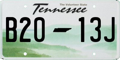 TN license plate B2013J