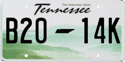 TN license plate B2014K