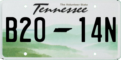 TN license plate B2014N
