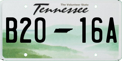 TN license plate B2016A